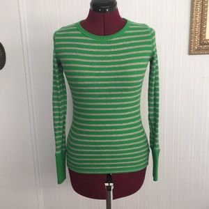 GAP Waffle Long-Sleeve Crewneck Gray & Green Sz S